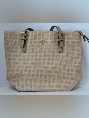 ANNE KLEIN Lion Light Brown Print Satchel Crossbody Bag